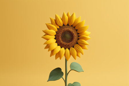 Close up of sunflower on yellow backgroundの素材