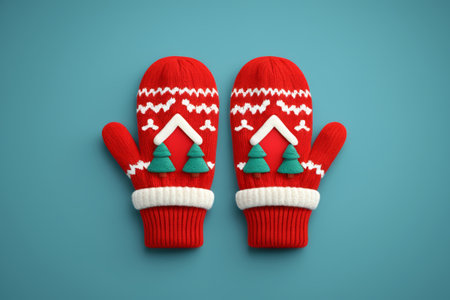 Christmas themed red knitted glovesの素材