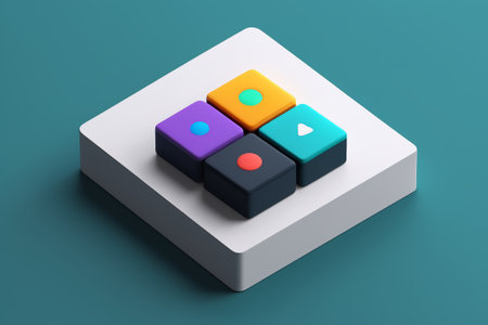 Colorful three dimensional square icon design materialsの素材