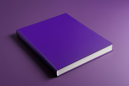 Close up of a still life of a book with a purple coverの素材