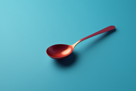 Red spoon on blue backgroundの素材