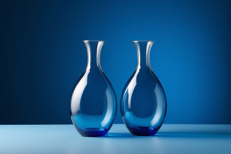 Glass vase on blue backgroundの素材