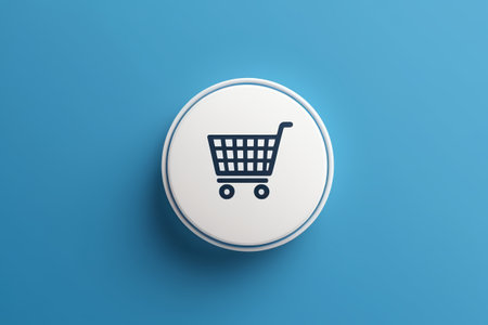 Shopping icon button with blue backgroundの素材