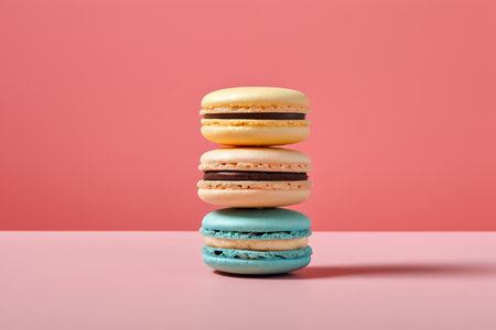 Stacked colorful macaron dessertsの素材