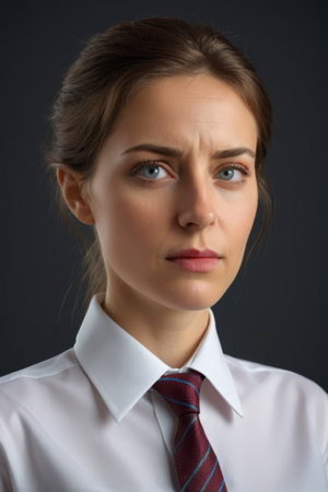 Close up of a worker wearing a hard hatの素材