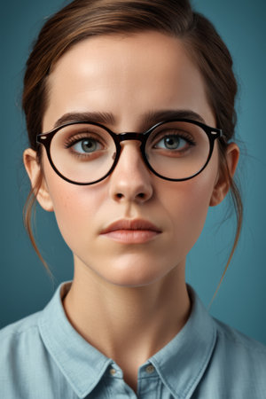 Close up of a portrait of a woman in a suitの素材