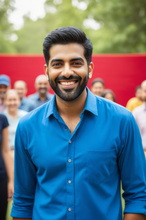 Portrait of mature man in top hatの素材