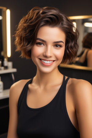 Portrait of truck driver in orange work clothesの素材