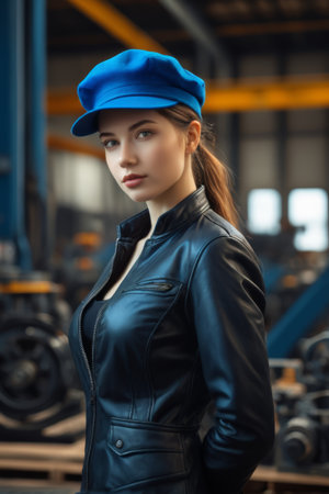 Close up portrait of a blue haired womanの素材