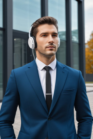 Portrait of a man in a suit smilingの素材