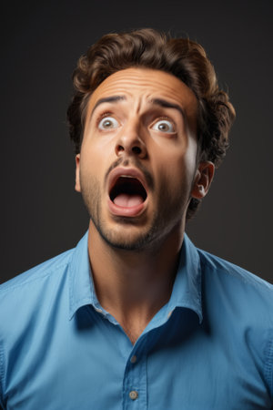Portrait of an elderly man wearing a beltの素材