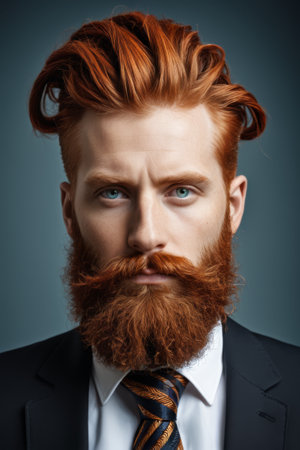 Men's smiling office photo in suitの素材