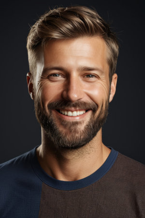 Close men and women smiling togetherの素材