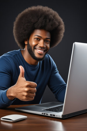 Mature men working on laptopsの素材