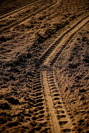 Tire tracks on dirt roadsの素材