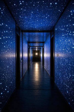Starry sky themed corridor passageの素材