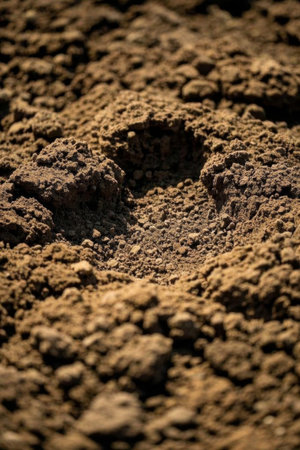 Close up of loose and fertile agricultural soilの素材