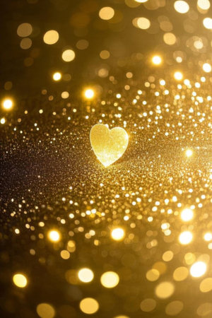 Golden Shiny Heart Spot Background Materialの素材