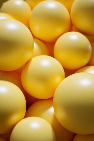 Close up of yellow sphere stackingの素材