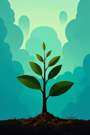 Green Plant Seedling Growth Illustrationの素材