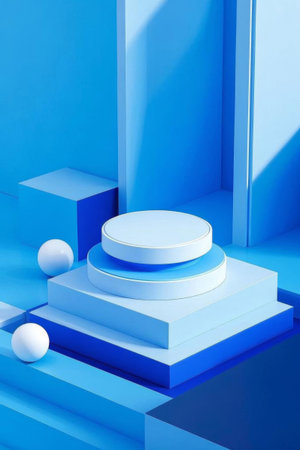 Blue Geometric Stereoscopic Product Display Standの素材