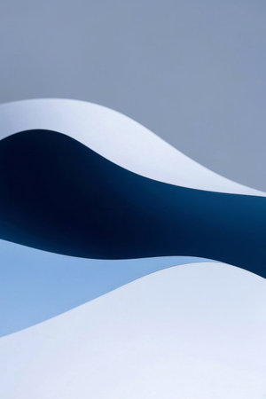 Blue and white gradient wavy building exteriorの素材