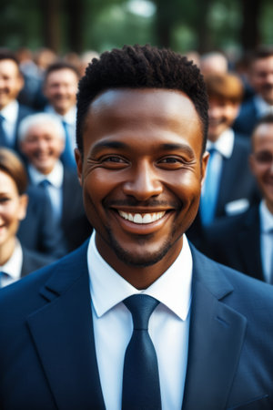 Smiling business people in suitsの素材