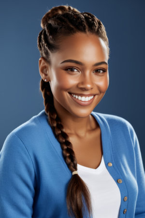 Portrait of smiling African American womanの素材