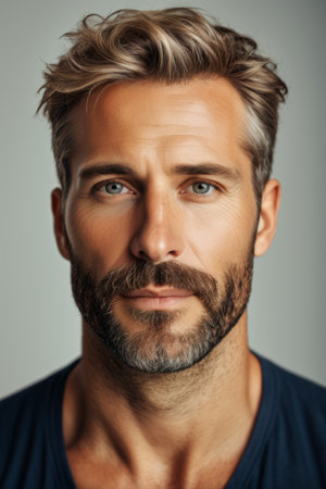 Close up portrait of an adult male faceの素材