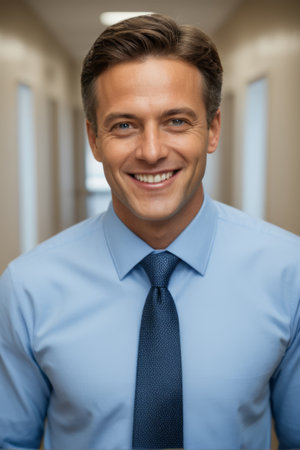 Smiling bust of a business manの素材