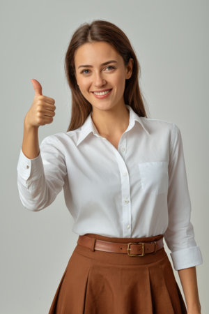 Smiling Lady Thumbs Up Portraitの素材