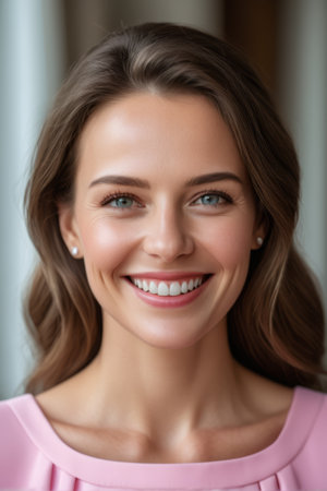 Close up portrait of a smiling womanの素材