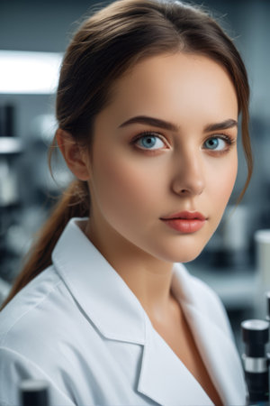 Women scientific researchers in laboratoriesの素材