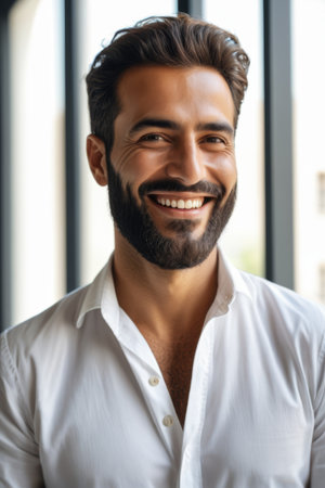 Smiling men's busts and pixelsの素材