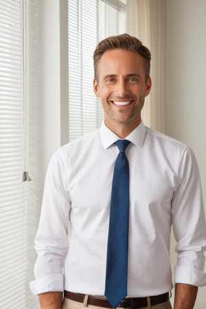 business man smiling in formal attireの素材