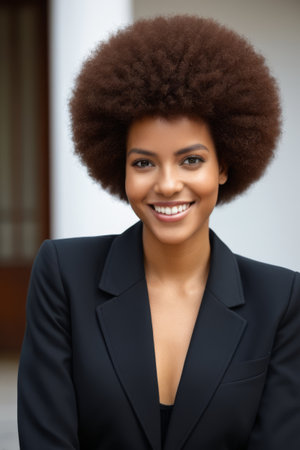 Smiling portrait of working woman of African descentの素材