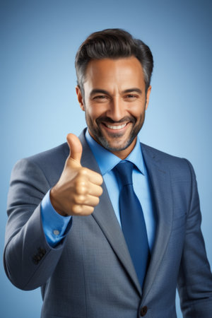 Men in suits give thumbs upの素材