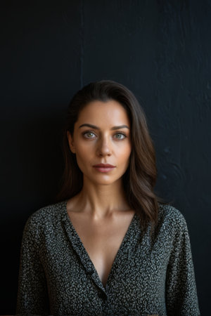 Portrait of a woman on a dark backgroundの素材