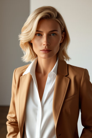 Bust of a blonde working womanの素材