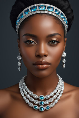 Portrait of black woman wearing jewelryの素材