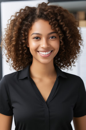 Bust of smiling young womanの素材