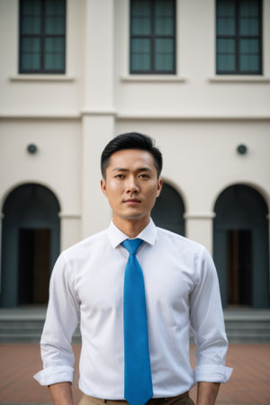 Portrait of a Formal Man Standing Outdoorsの素材