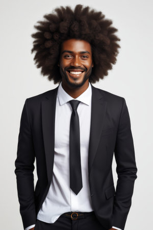 Smiling African American man in a suitの素材