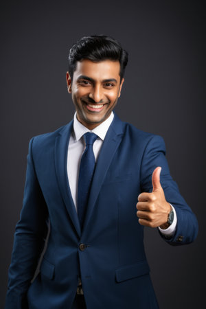 Men in suits give thumbs upの素材