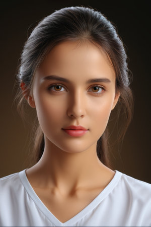 Close up portrait of young woman's faceの素材