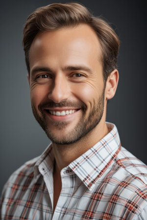 Close up of smiling man portraitの素材