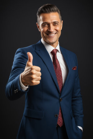 Men in suits give thumbs upの素材