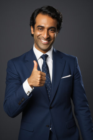 Men in suits give thumbs upの素材