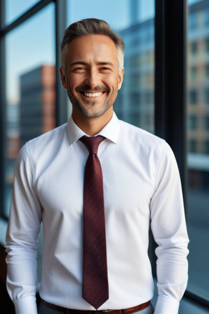 Smiling bust of a business manの素材