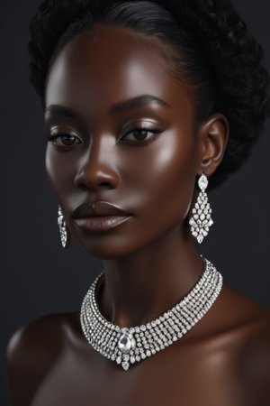 Portrait of young woman wearing jewelryの素材